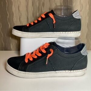Dolce Vita Sneakers Women's 10 Black Neon Orange Laces Slip On Stitches
